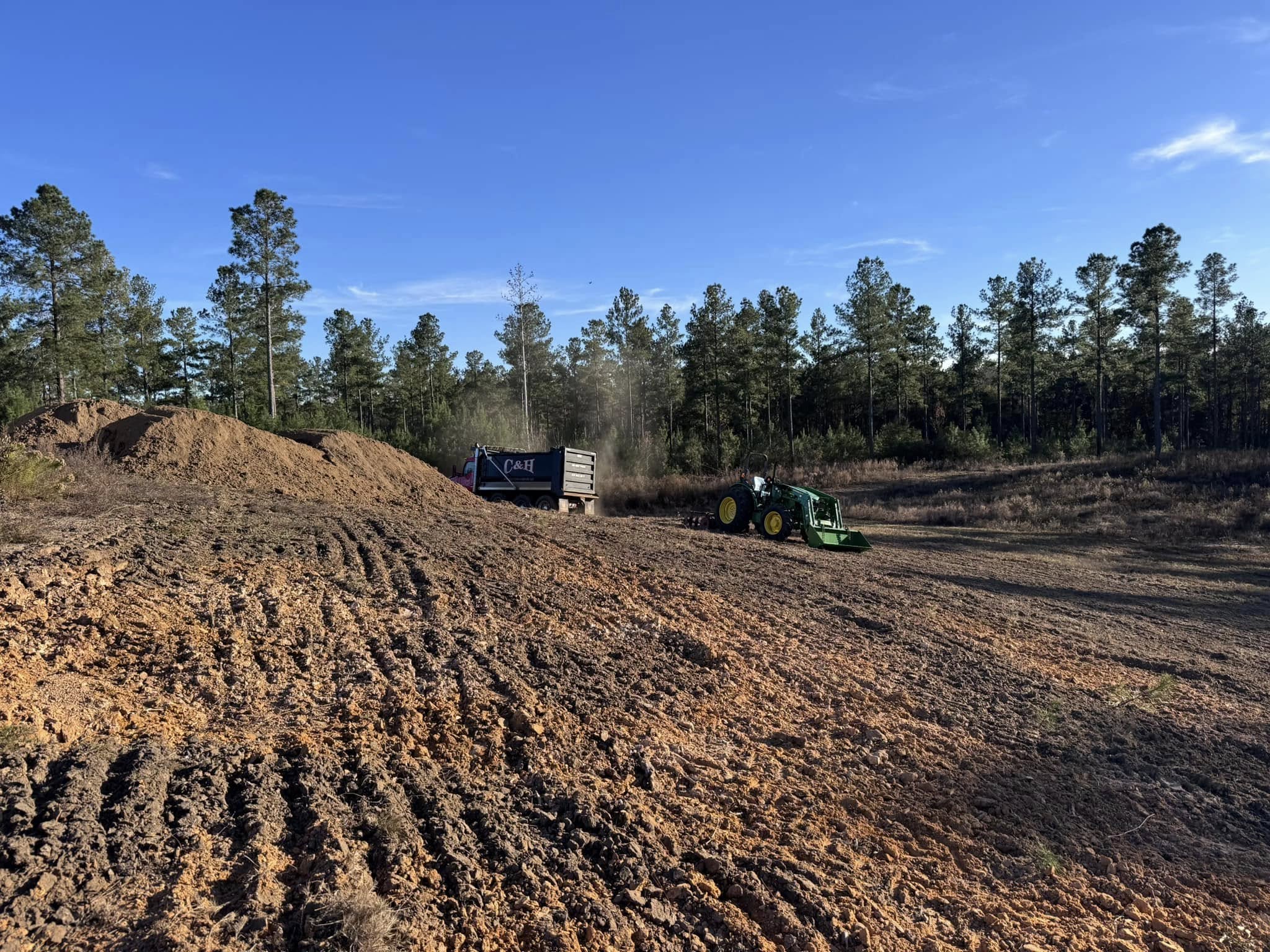 Large scale site preparation with multiple equipment